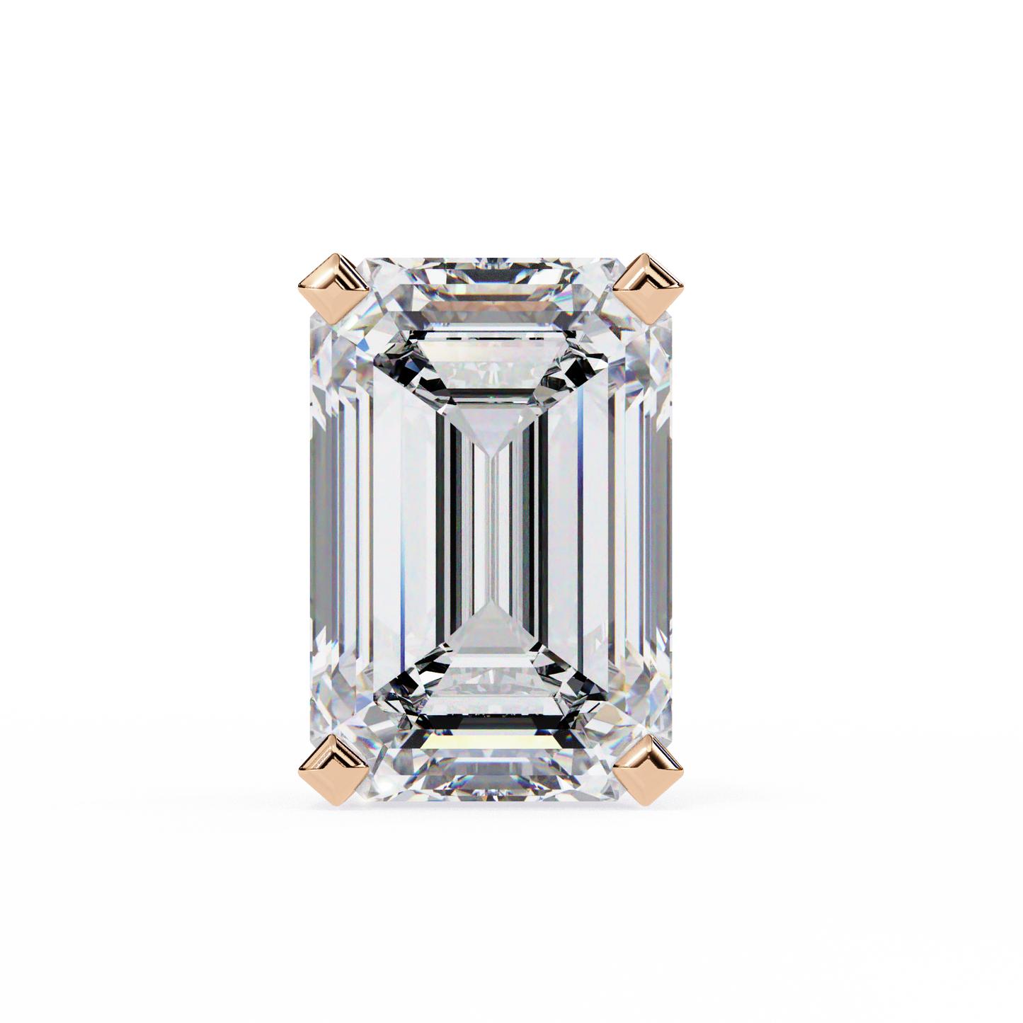 Lab Grown Emerald Cut Stud Earrings with V Prong