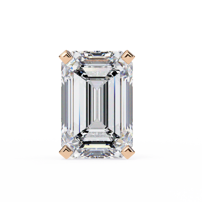 Lab Grown Emerald Cut Stud Earrings with V Prong