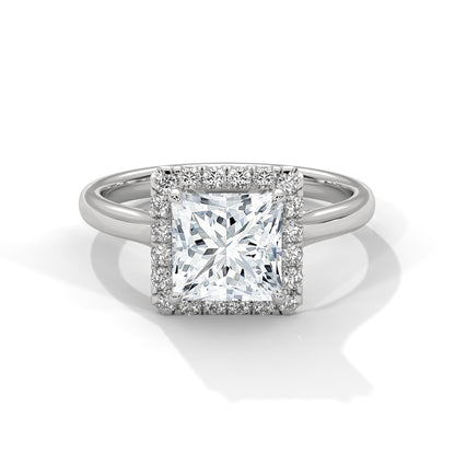 2 Carat Princess Diamond Halo Engagement Ring