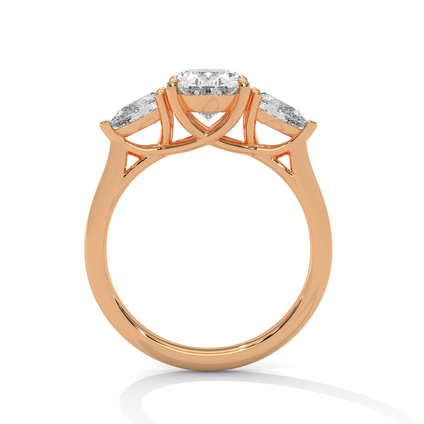 Oval And Pear Cut Lab Diamond Three Stone Ring