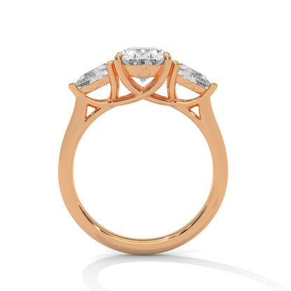 Oval And Pear Cut Lab Diamond Three Stone Ring