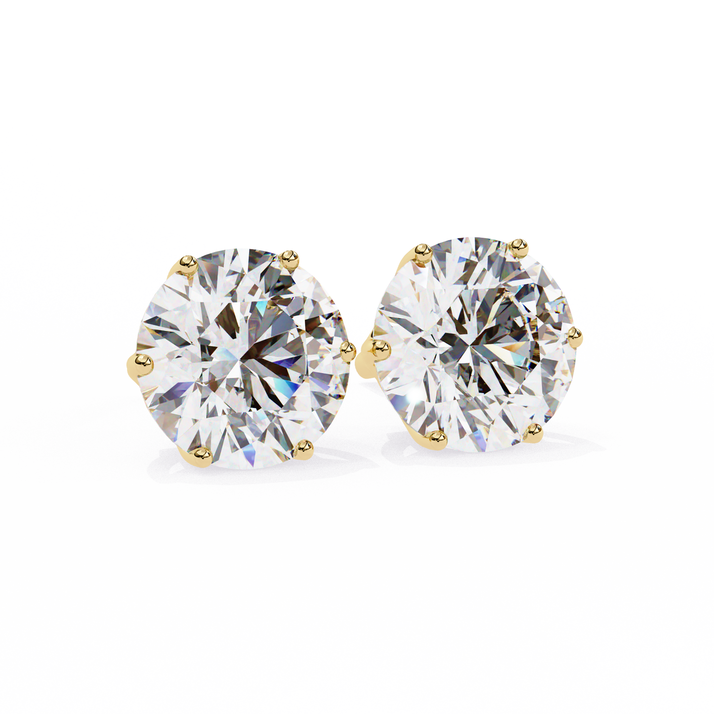 Yellow Gold Round Lab Diamond Stud Earrings