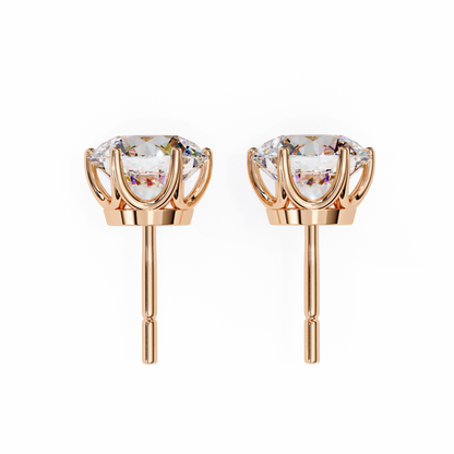 Yellow Gold Round Lab Diamond Stud Earrings