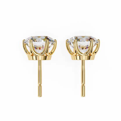 Yellow Gold Round Lab Diamond Stud Earrings