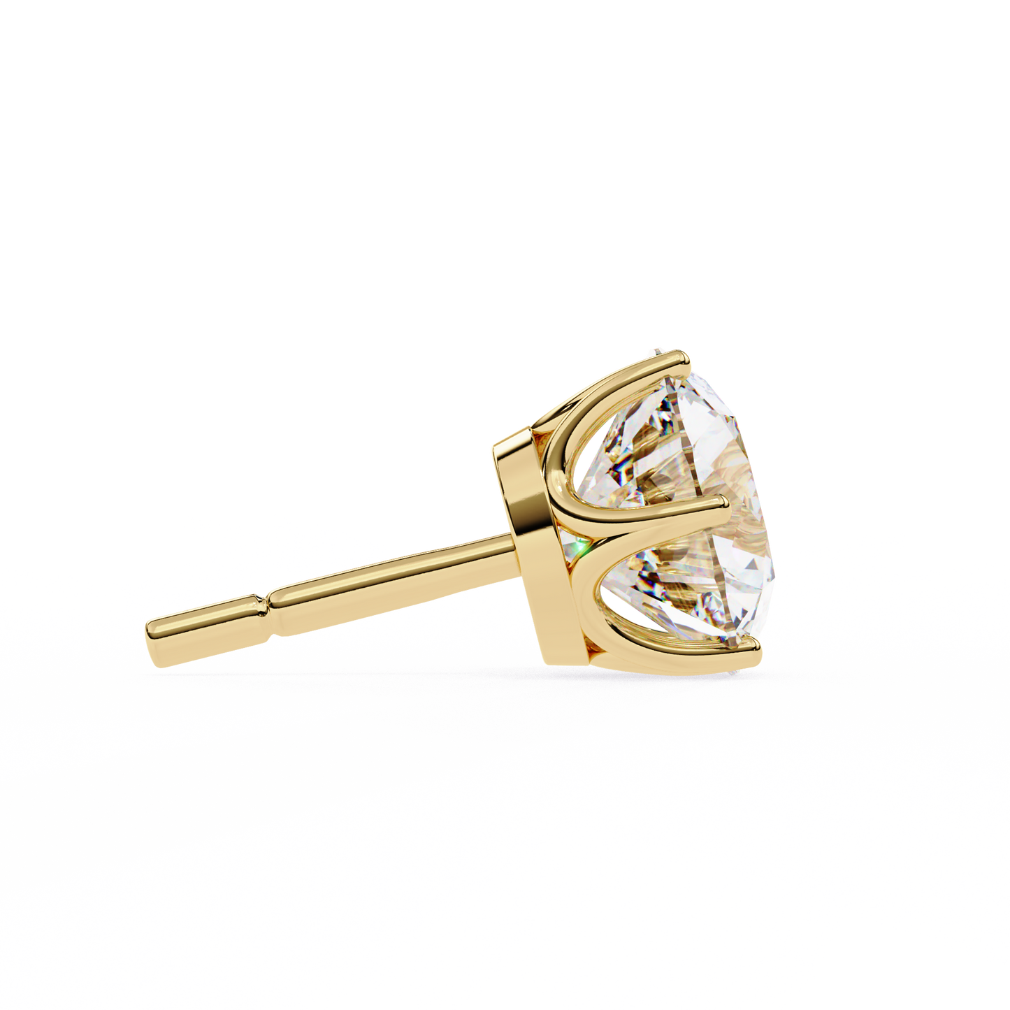 Yellow Gold Round Lab Diamond Stud Earrings