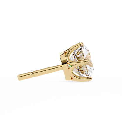 Yellow Gold Round Lab Diamond Stud Earrings