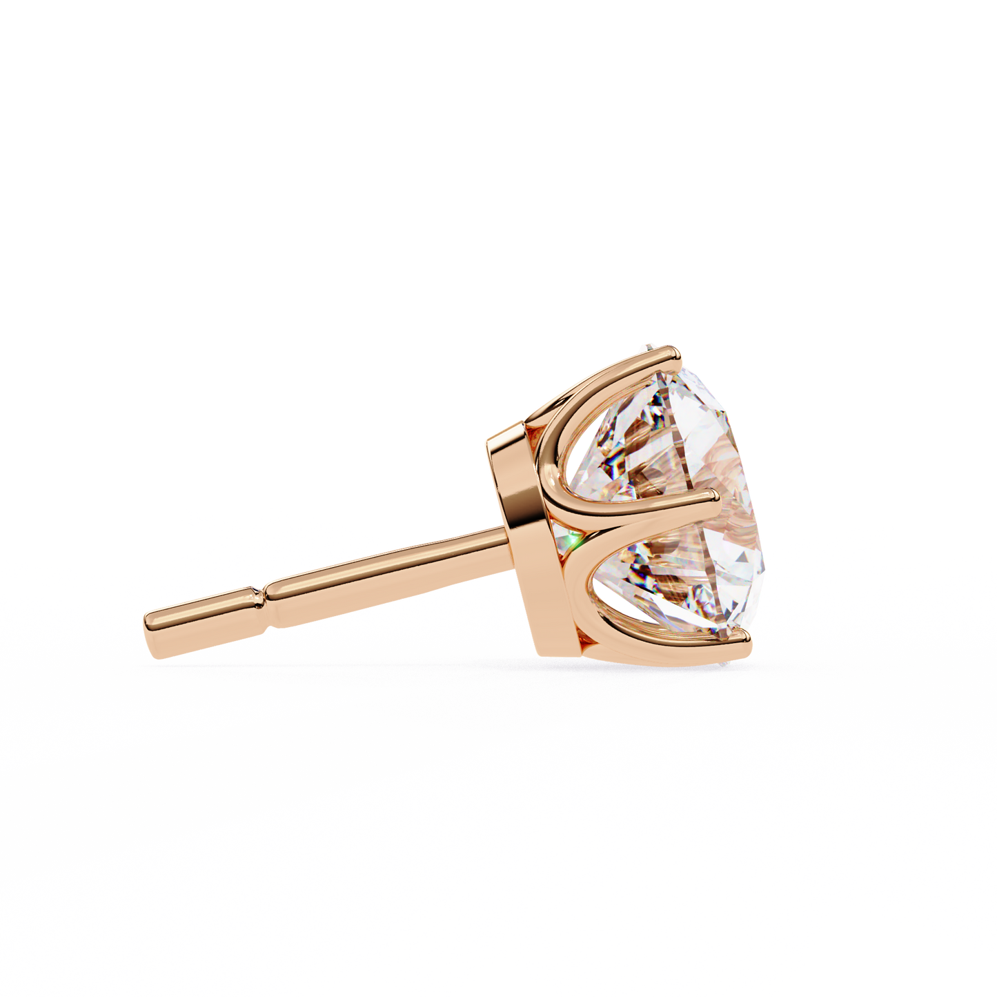 Yellow Gold Round Lab Diamond Stud Earrings