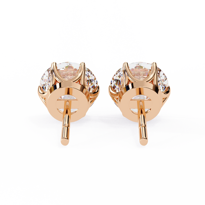 Yellow Gold Round Lab Diamond Stud Earrings