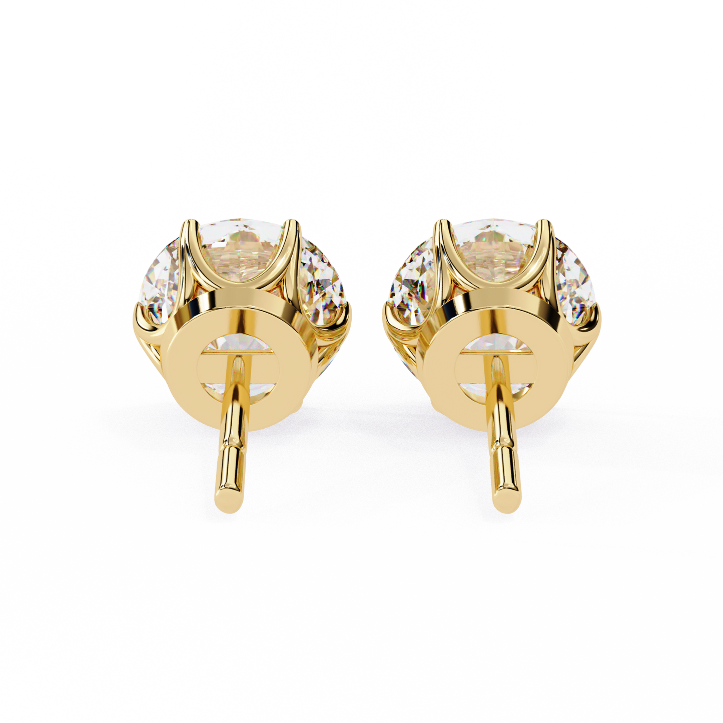 Yellow Gold Round Lab Diamond Stud Earrings