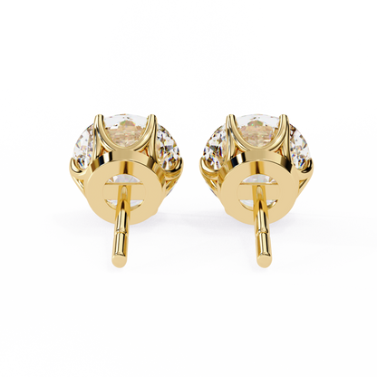Yellow Gold Round Lab Diamond Stud Earrings