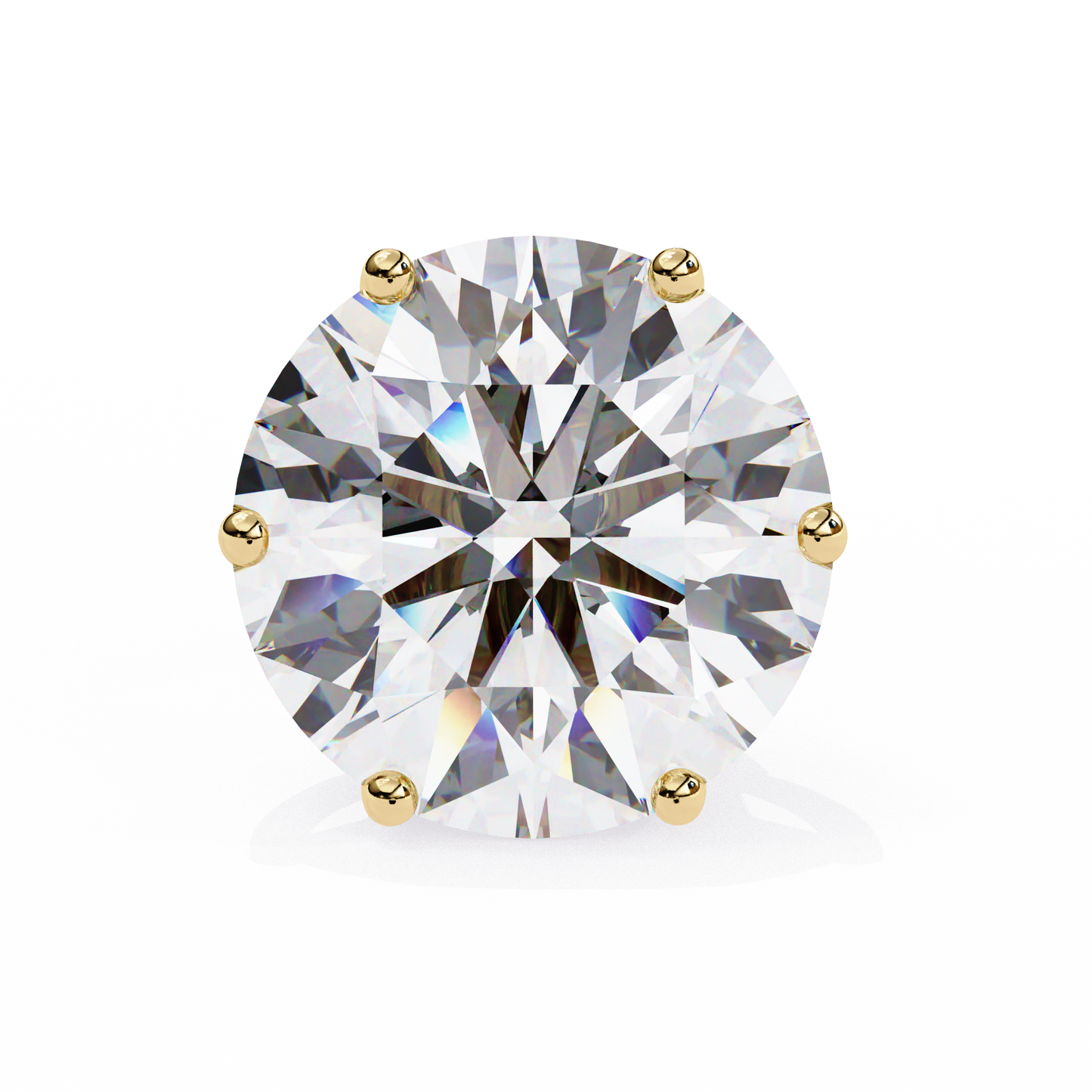 Yellow Gold Round Lab Diamond Stud Earrings