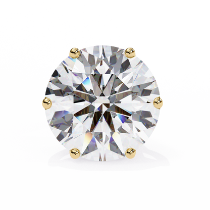 Yellow Gold Round Lab Diamond Stud Earrings