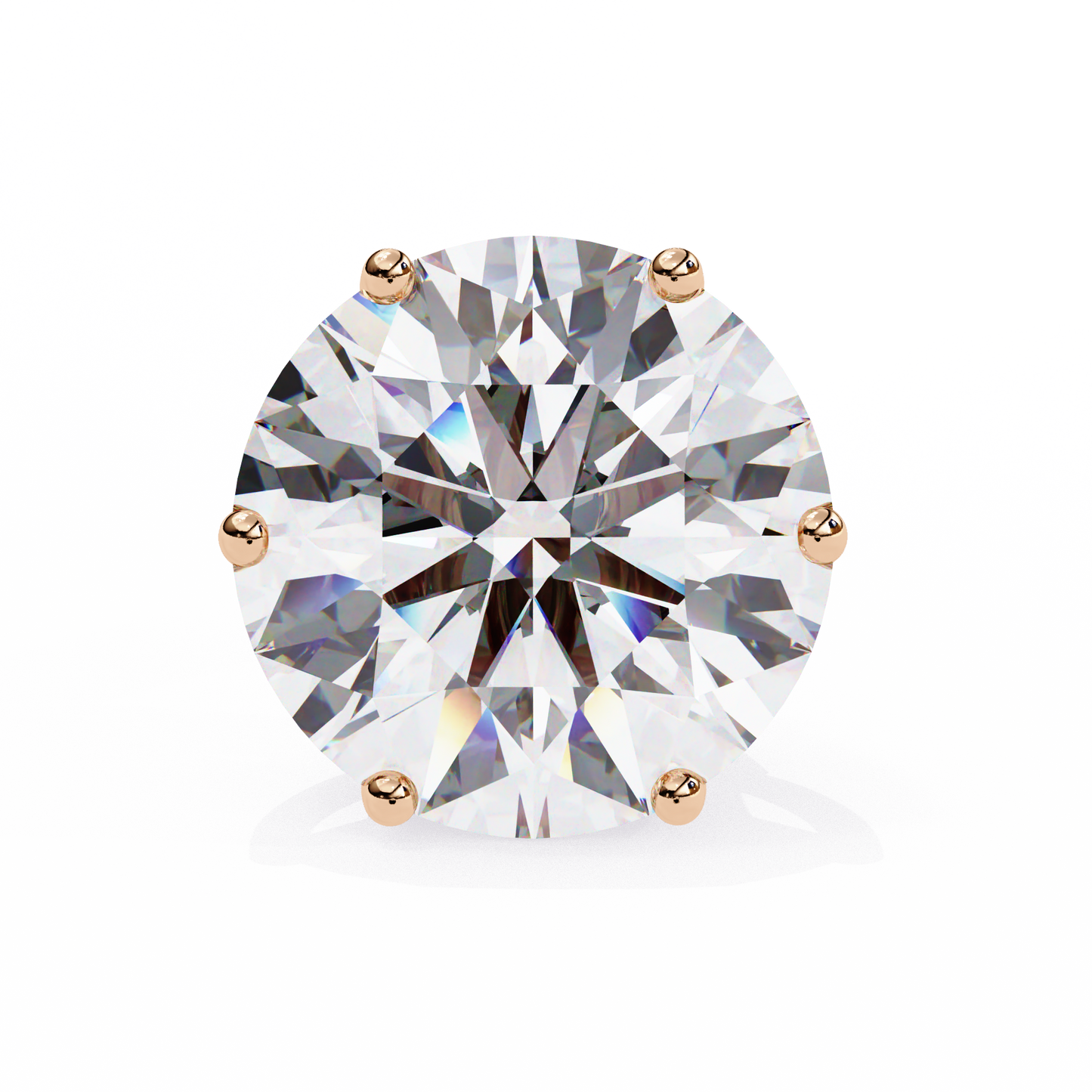 Yellow Gold Round Lab Diamond Stud Earrings