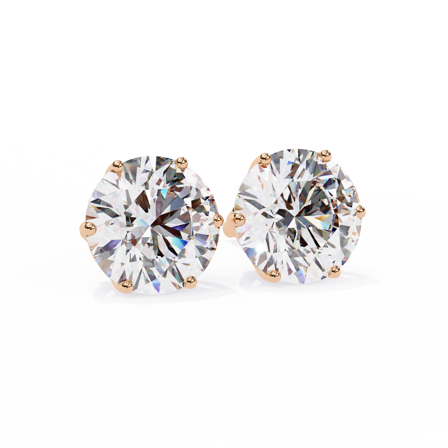 Yellow Gold Round Lab Diamond Stud Earrings