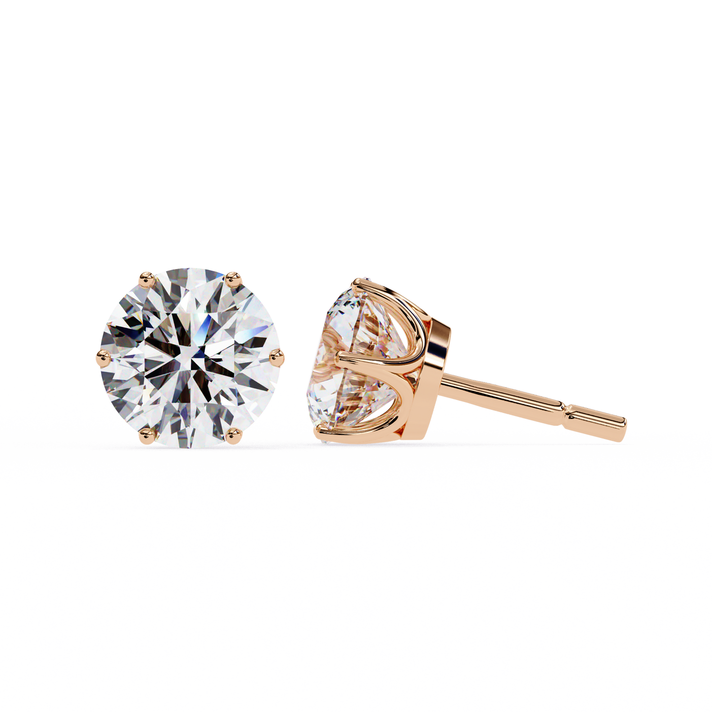 Yellow Gold Round Lab Diamond Stud Earrings