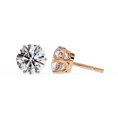 Yellow Gold Round Lab Diamond Stud Earrings