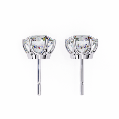 Yellow Gold Round Lab Diamond Stud Earrings