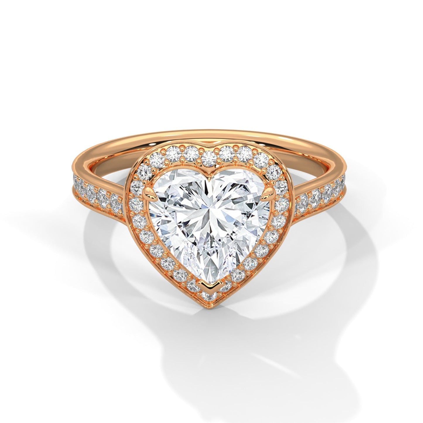 Heart Shaped Lab Diamond Halo Solitaire Ring
