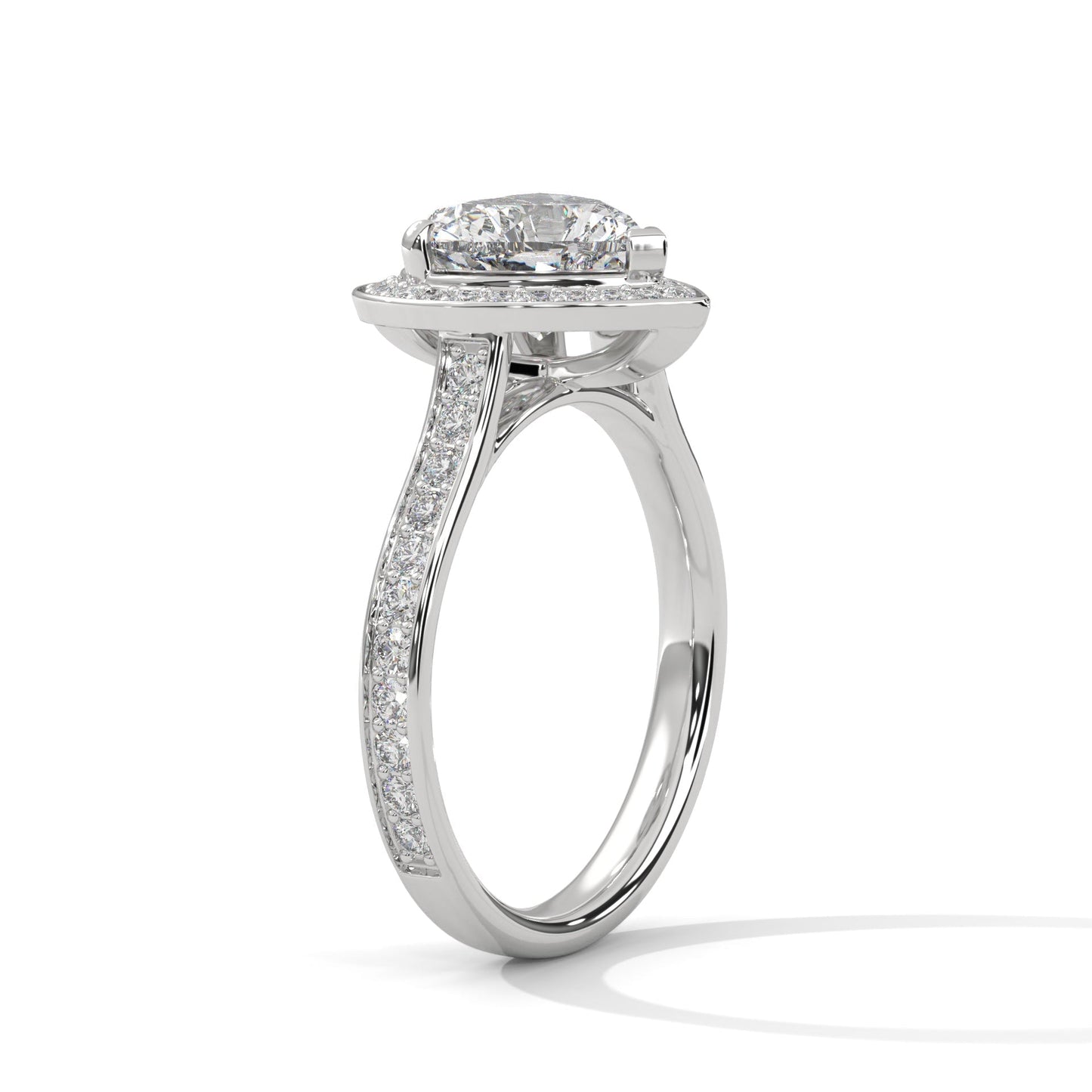 Heart Shaped Lab Diamond Halo Solitaire Ring