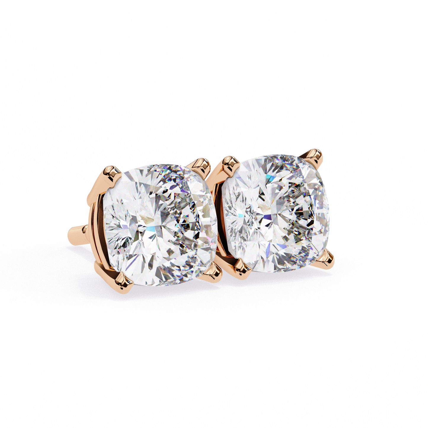 Cushion Square Cut Lab Diamond Stud Earrings