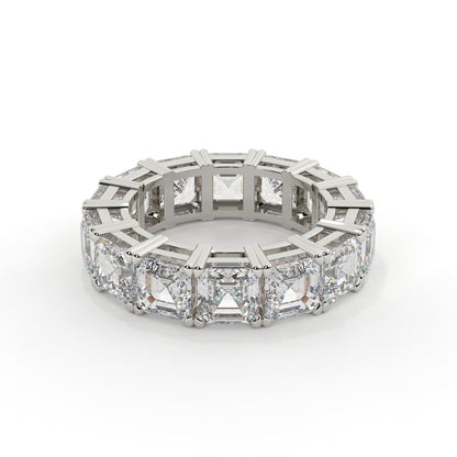 Diamond ring with a geometric design on a white background
