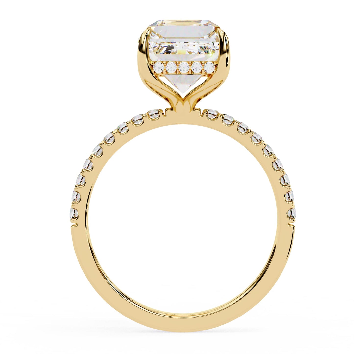 Emerald Cut Lab Diamond Hidden Halo Engagement Ring