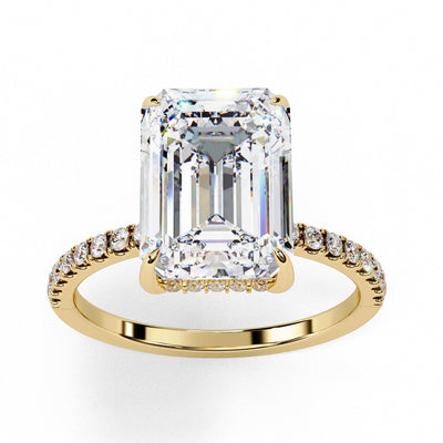 Emerald Cut Lab Diamond Hidden Halo Engagement Ring