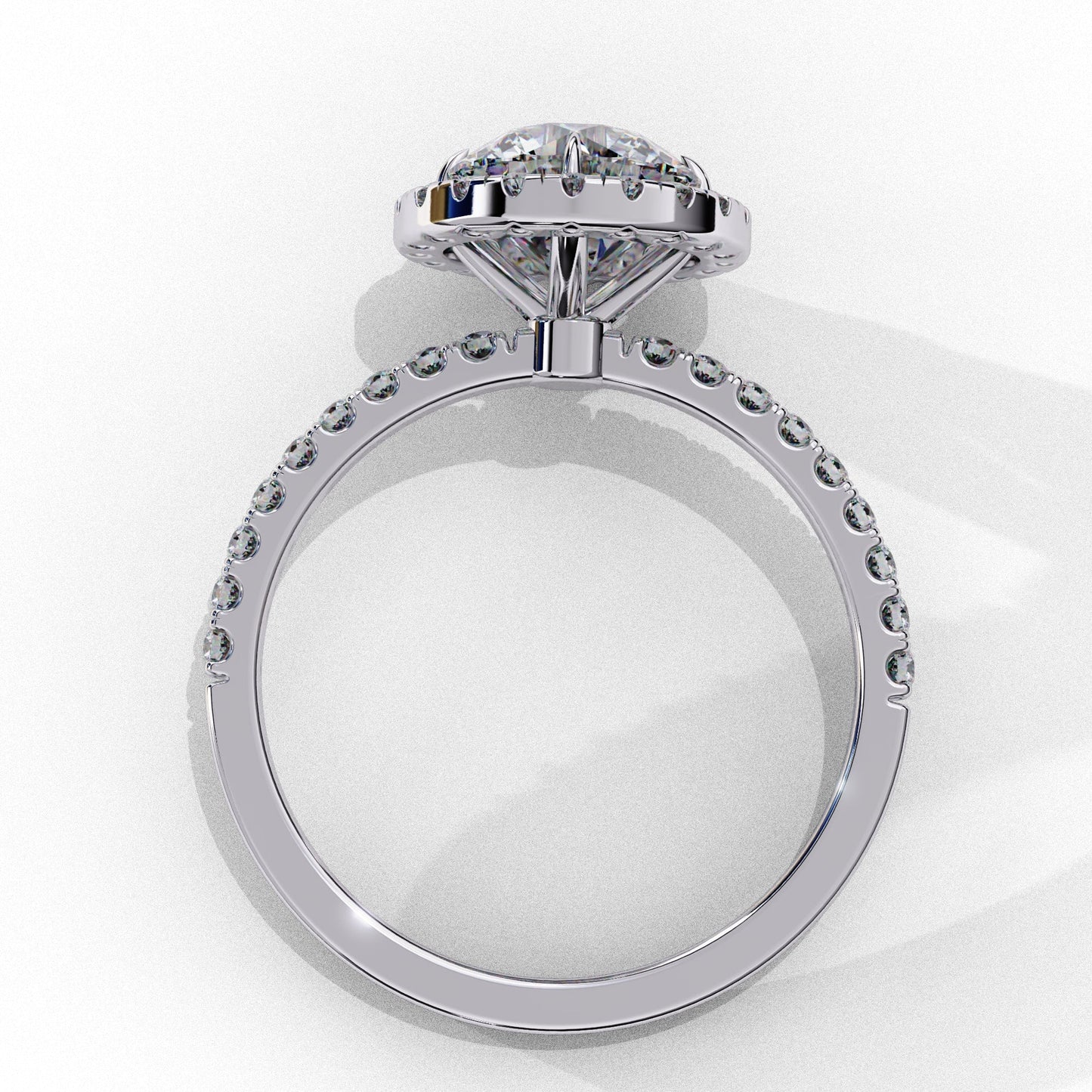 Halo Round lab Grown Diamond Engagement Ring