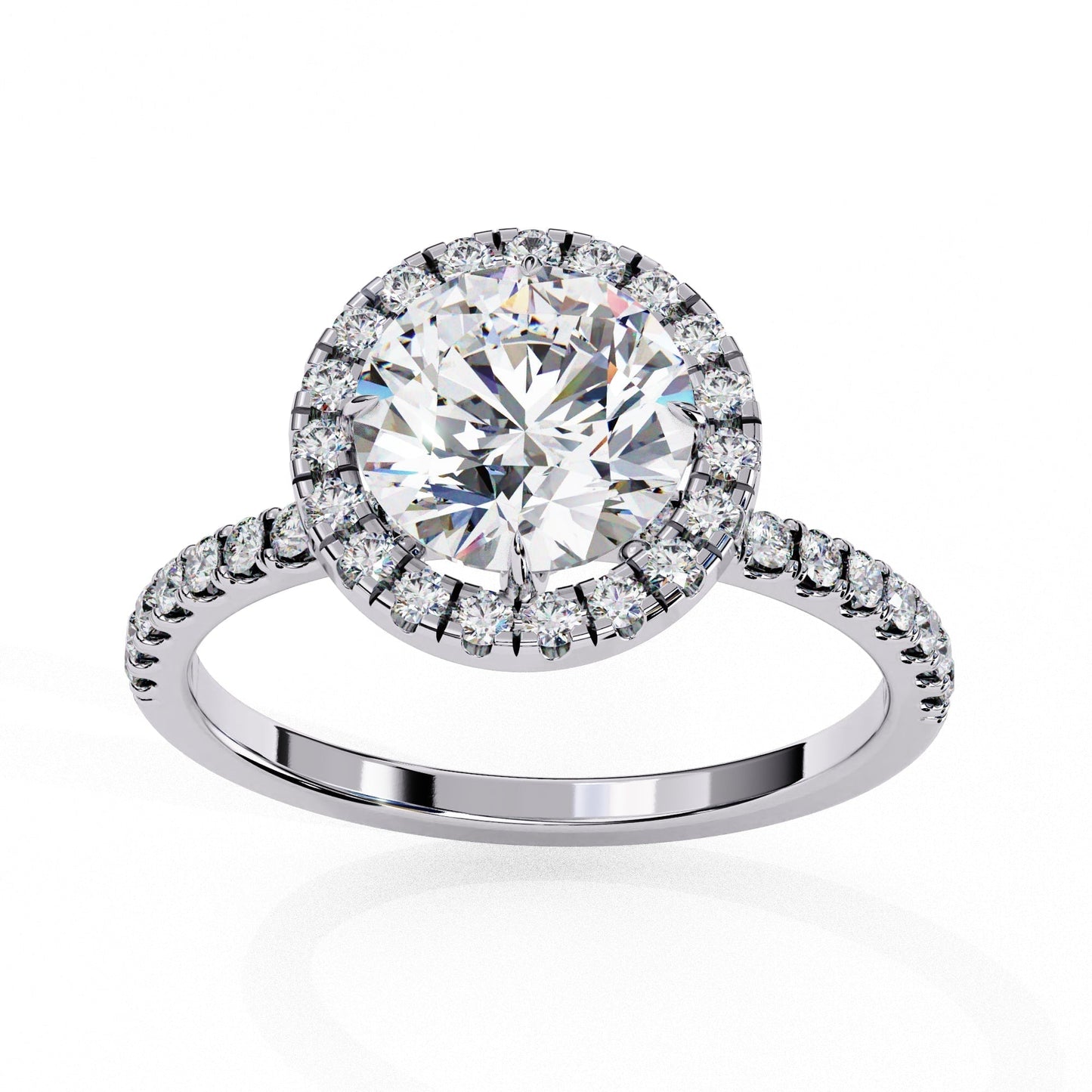 Halo Round lab Grown Diamond Engagement Ring