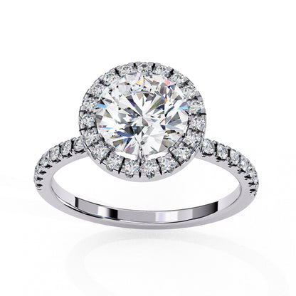 Halo Round lab Grown Diamond Engagement Ring