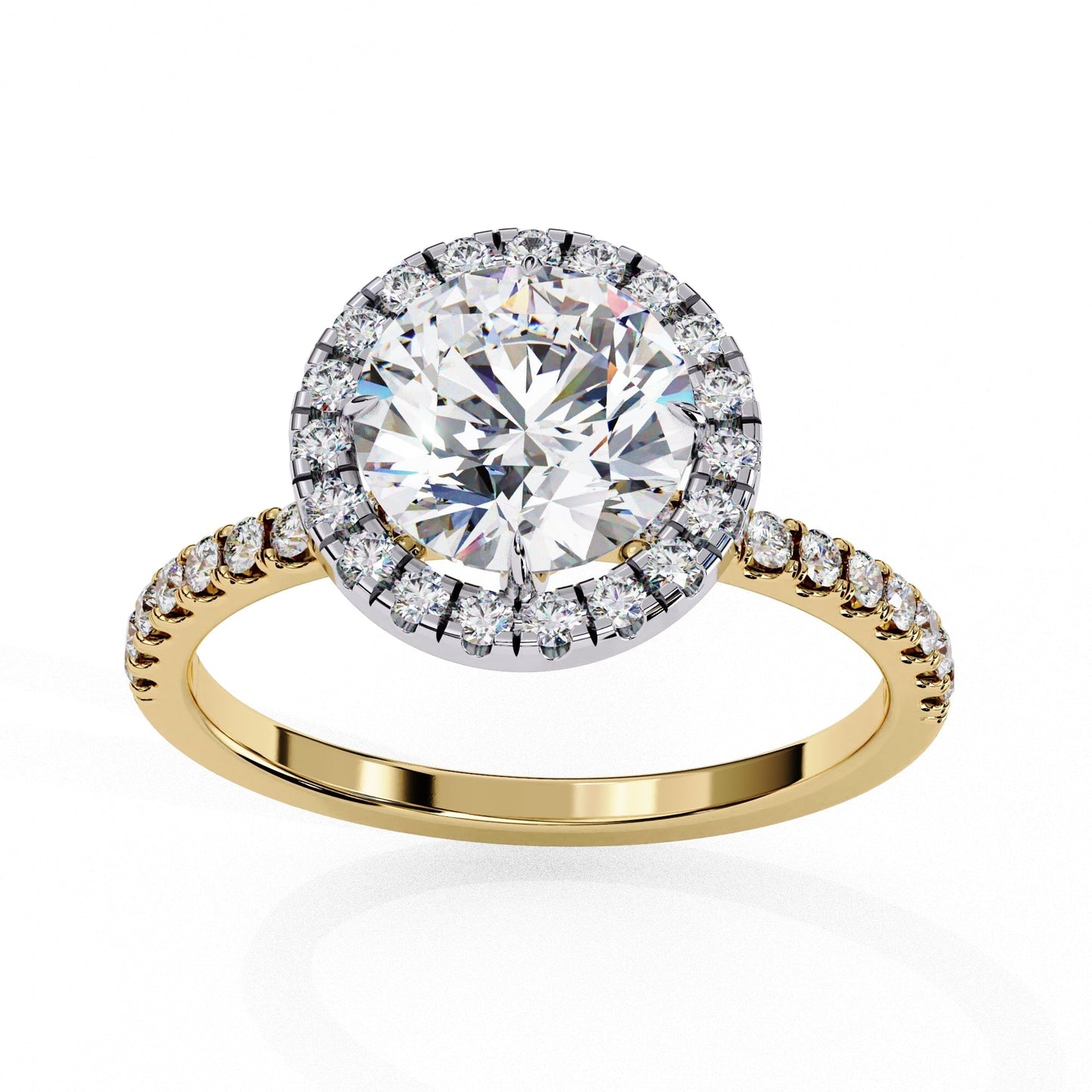 Halo Round lab Grown Diamond Engagement Ring