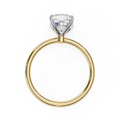 Cushion Cut Diamond Solitaire Ring With Gold Band