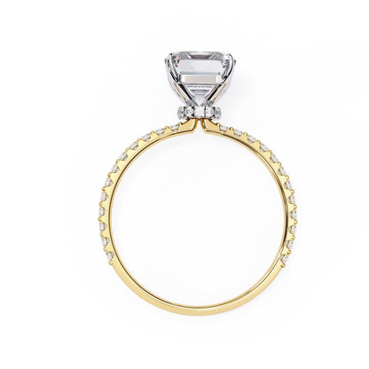 Lab Grown Emerald Diamond Solitaire Ring with Accent Stones