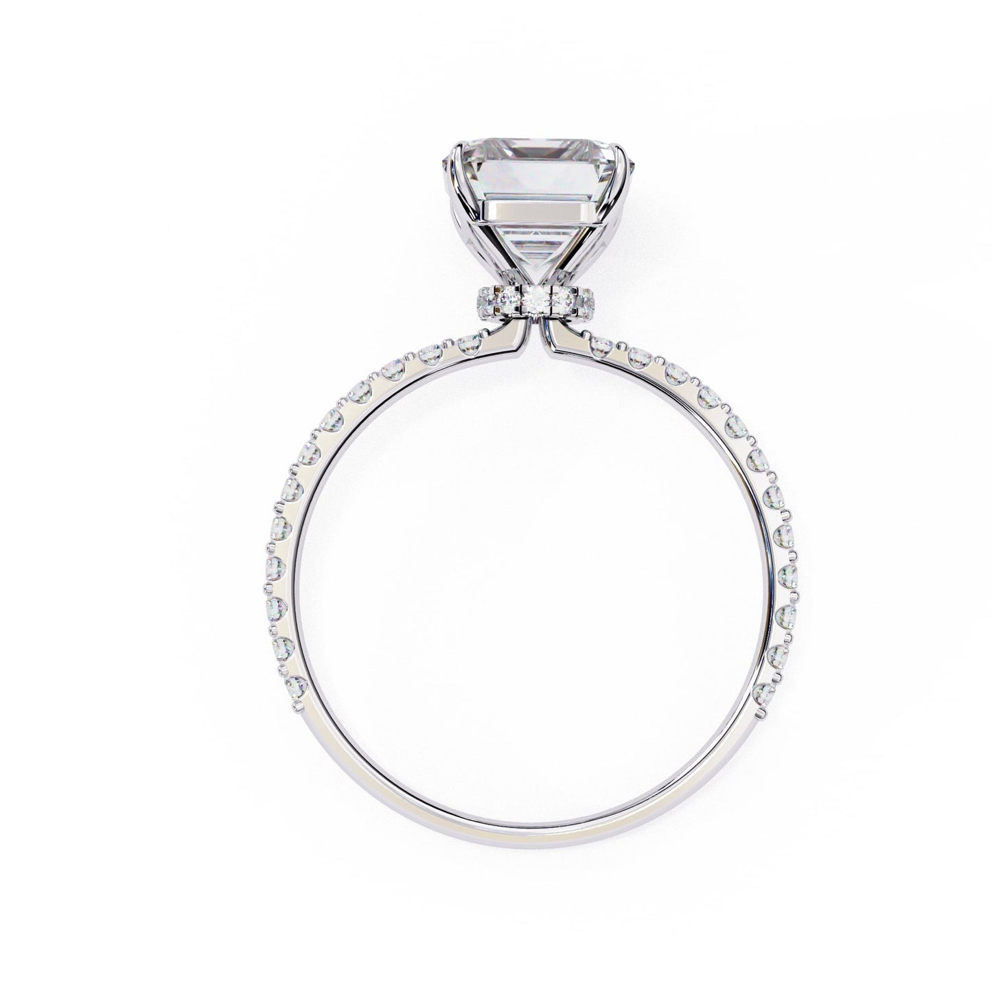 Lab Grown Emerald Diamond Solitaire Ring with Accent Stones
