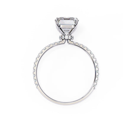 Lab Grown Emerald Diamond Solitaire Ring with Accent Stones
