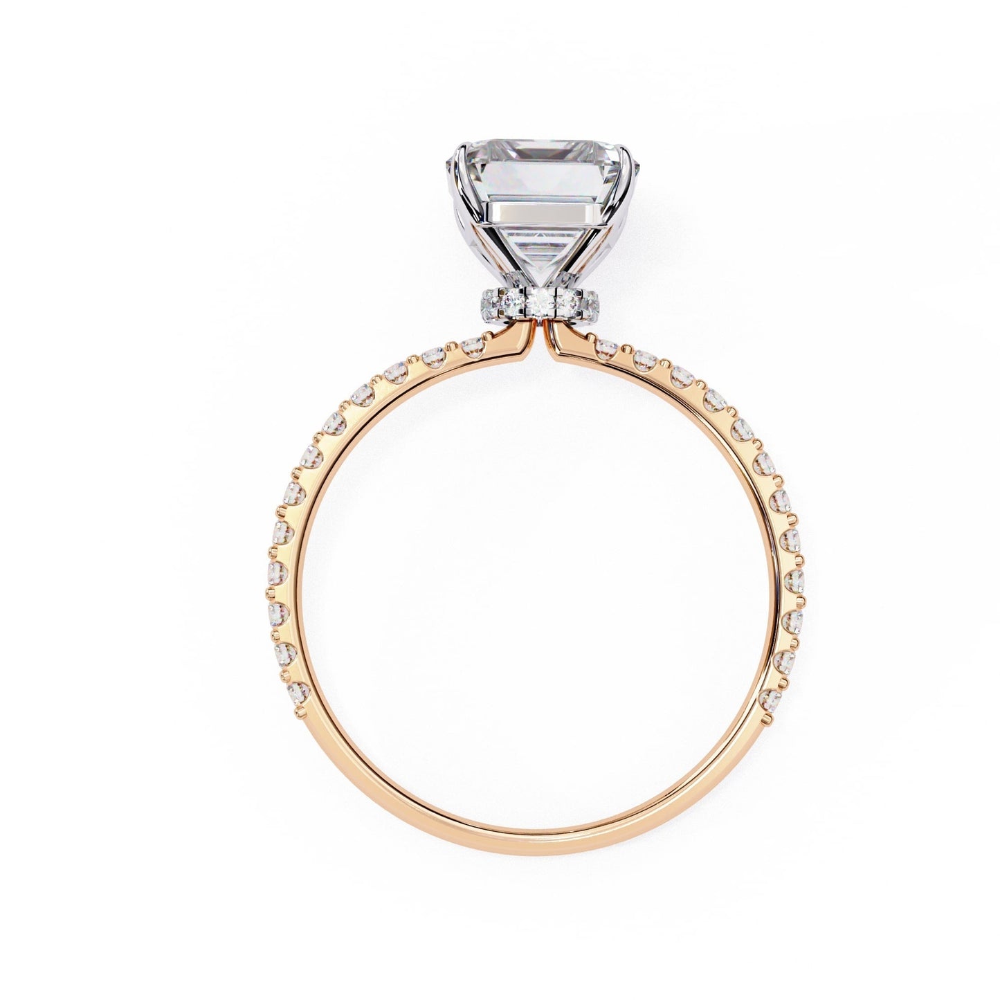 Lab Grown Emerald Diamond Solitaire Ring with Accent Stones