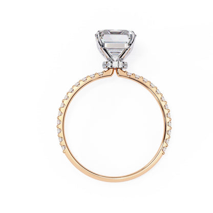 Lab Grown Emerald Diamond Solitaire Ring with Accent Stones