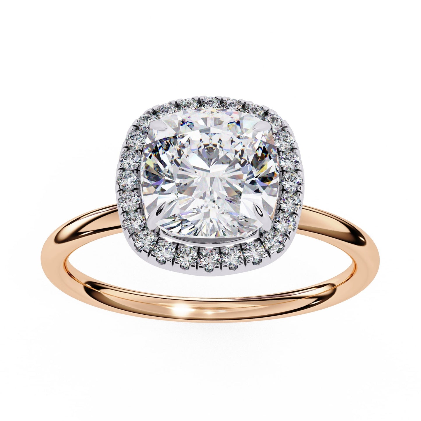 Cushion Cut Diamond Halo Engagement Ring