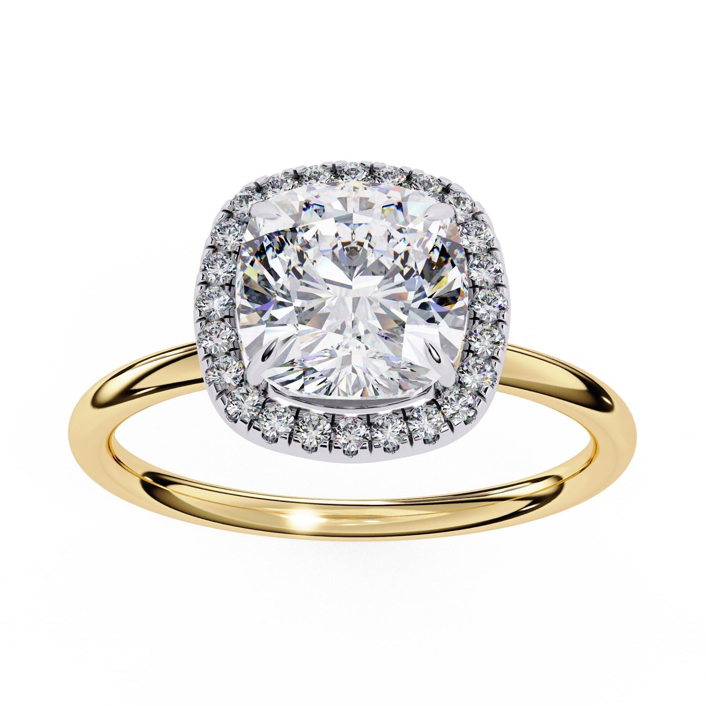 Cushion Cut Diamond Halo Engagement Ring
