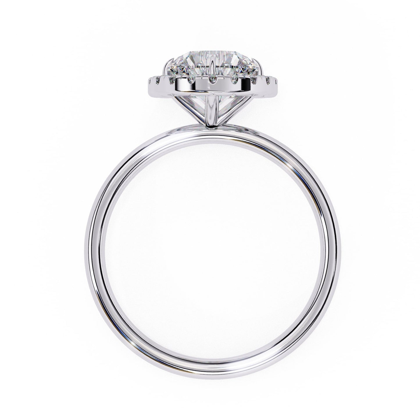 14K Yellow Gold Round Diamond Halo Ring