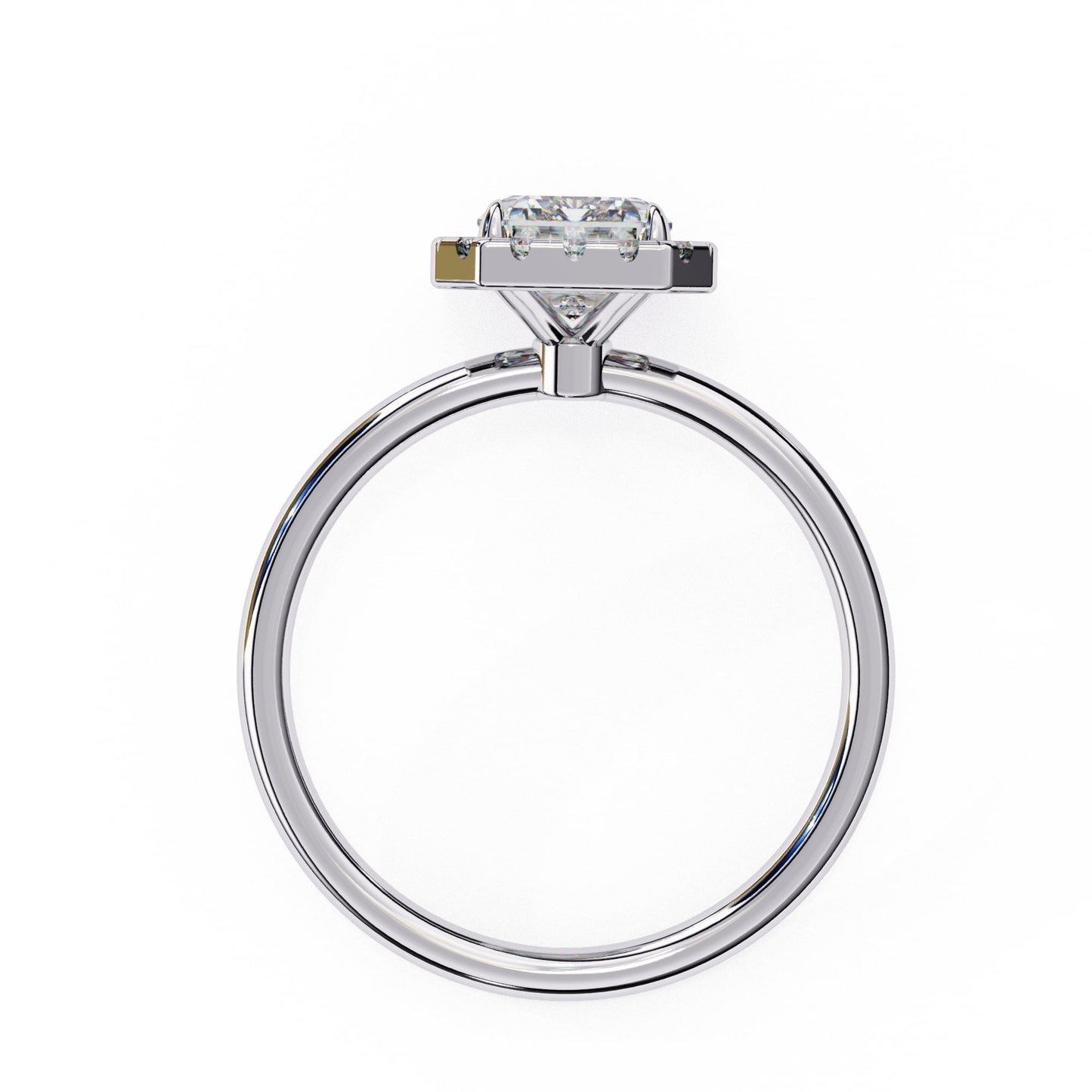 Unique Emerald Cut Diamond Halo Engagement Ring
