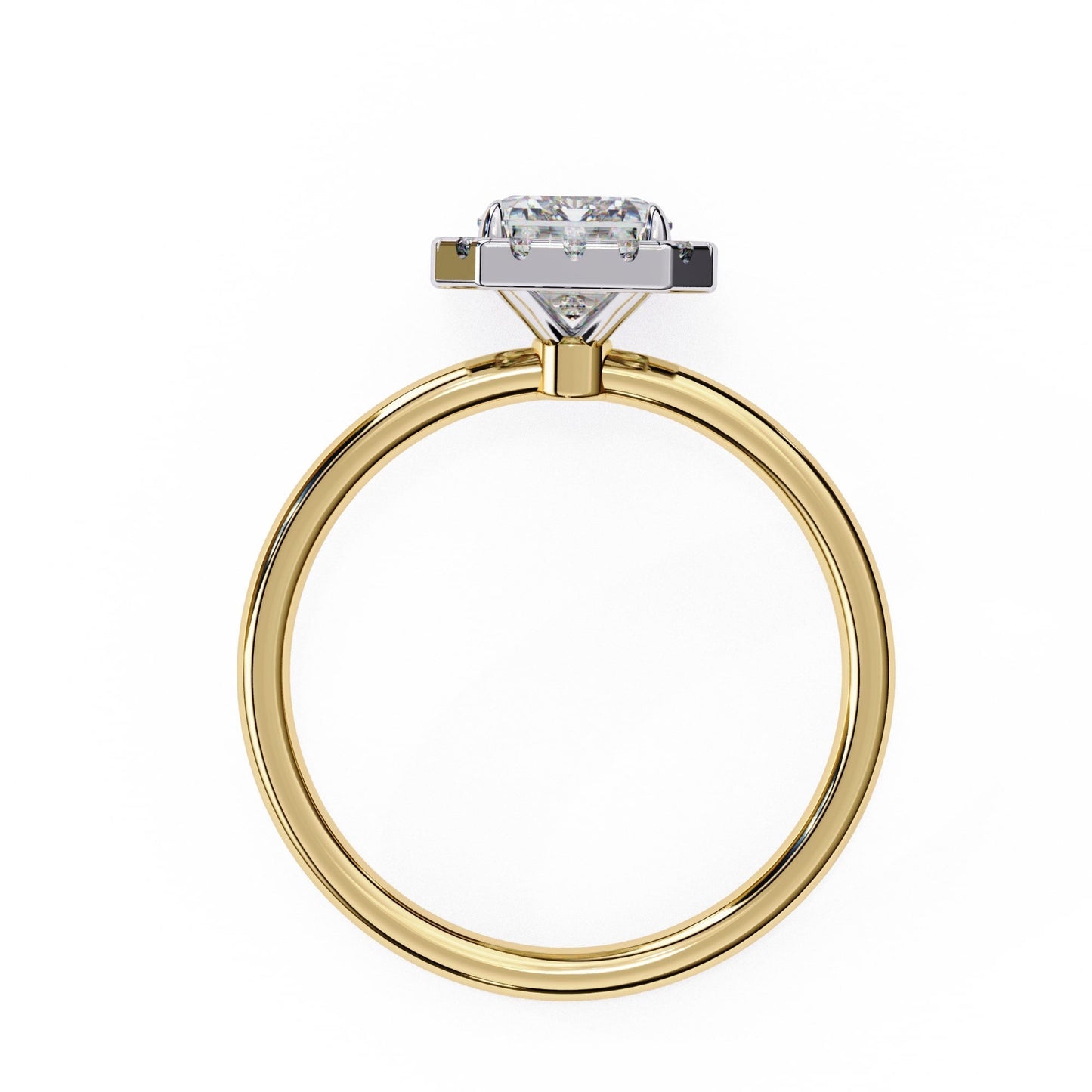 Unique Emerald Cut Diamond Halo Engagement Ring