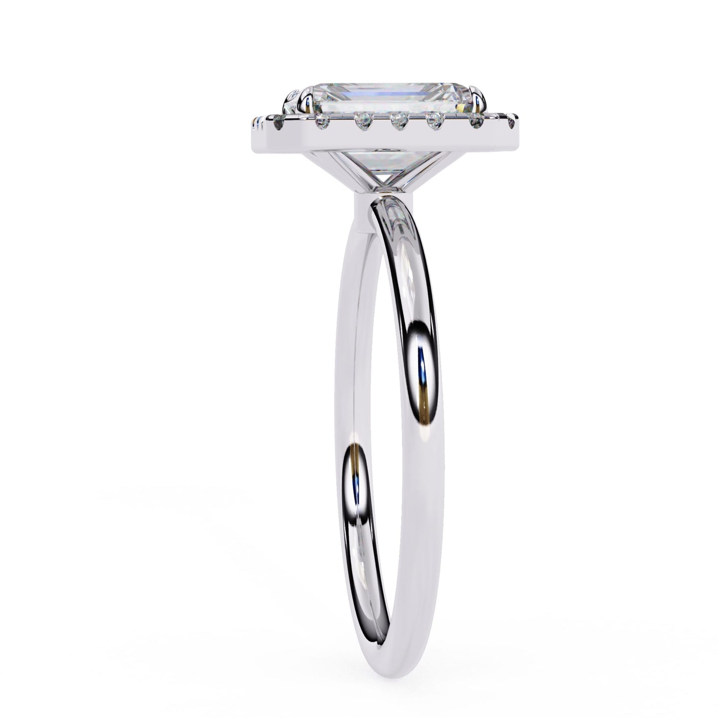 Unique Emerald Cut Diamond Halo Engagement Ring