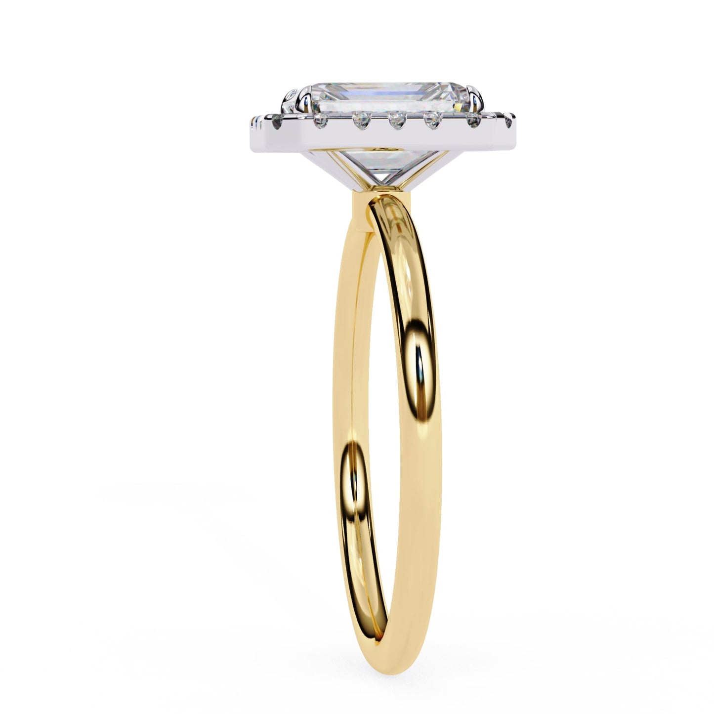 Unique Emerald Cut Diamond Halo Engagement Ring