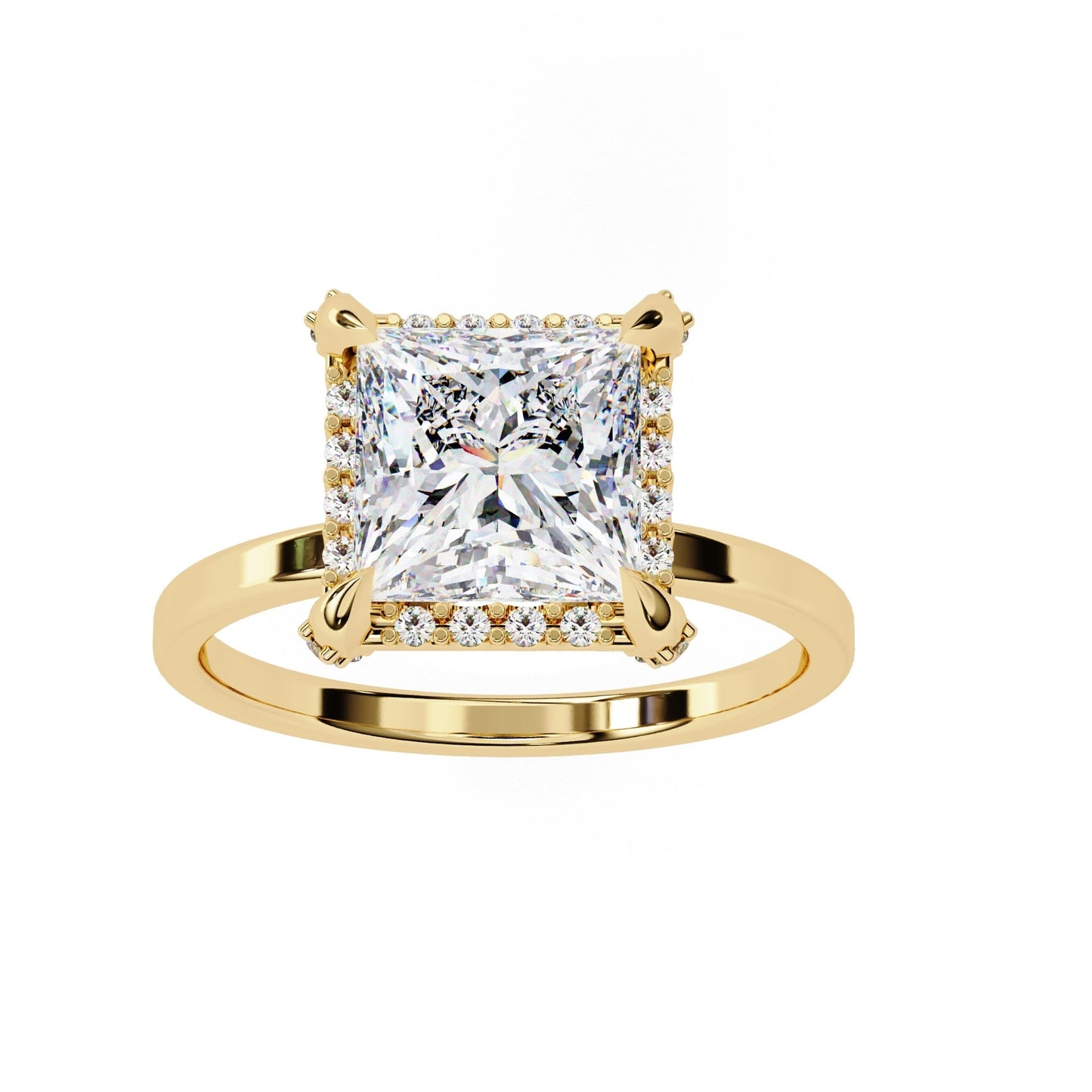 2CT Princess Cut Diamond Ring With Halo Setting