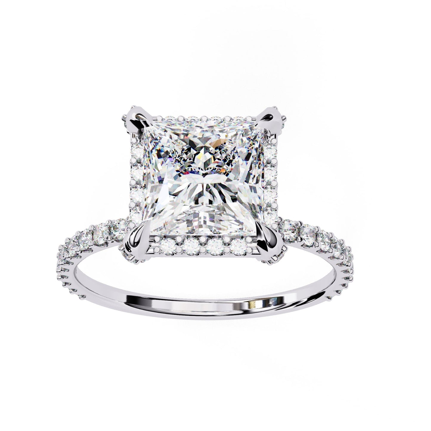Lab Grown Princess Cut Diamond Solitaire Accent Ring