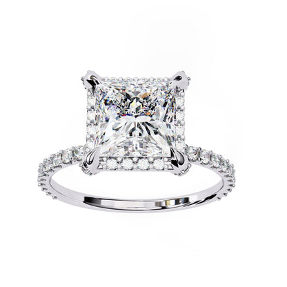 Lab Grown Princess Cut Diamond Solitaire Accent Ring