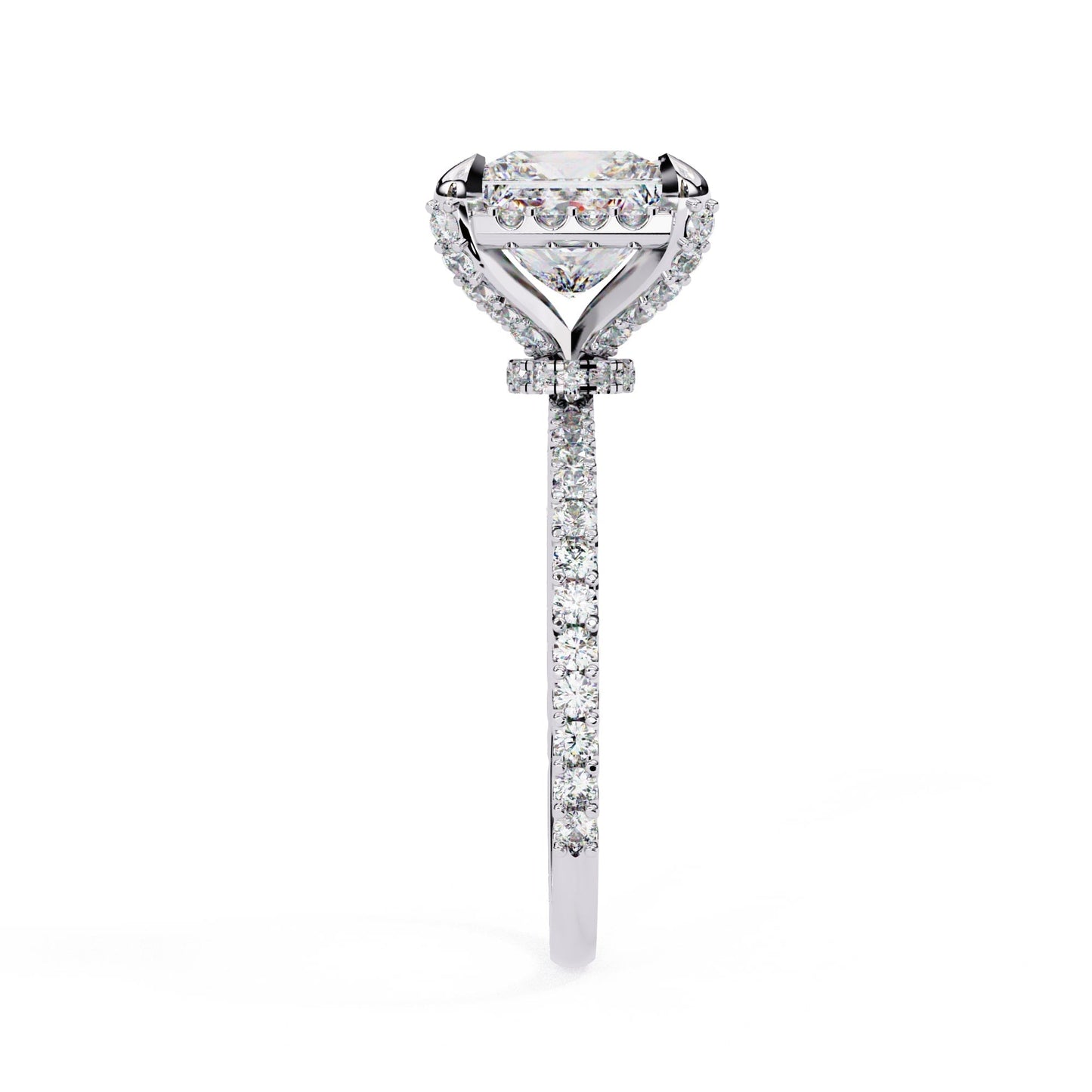 Lab Grown Princess Cut Diamond Solitaire Accent Ring