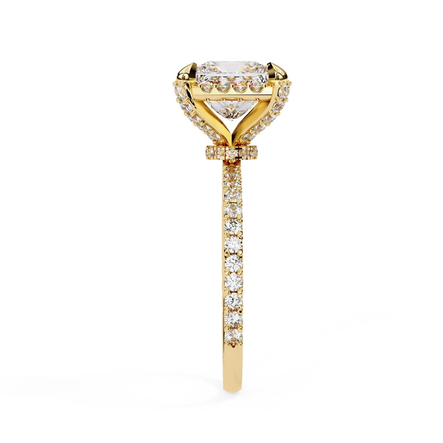 Lab Grown Princess Cut Diamond Solitaire Accent Ring
