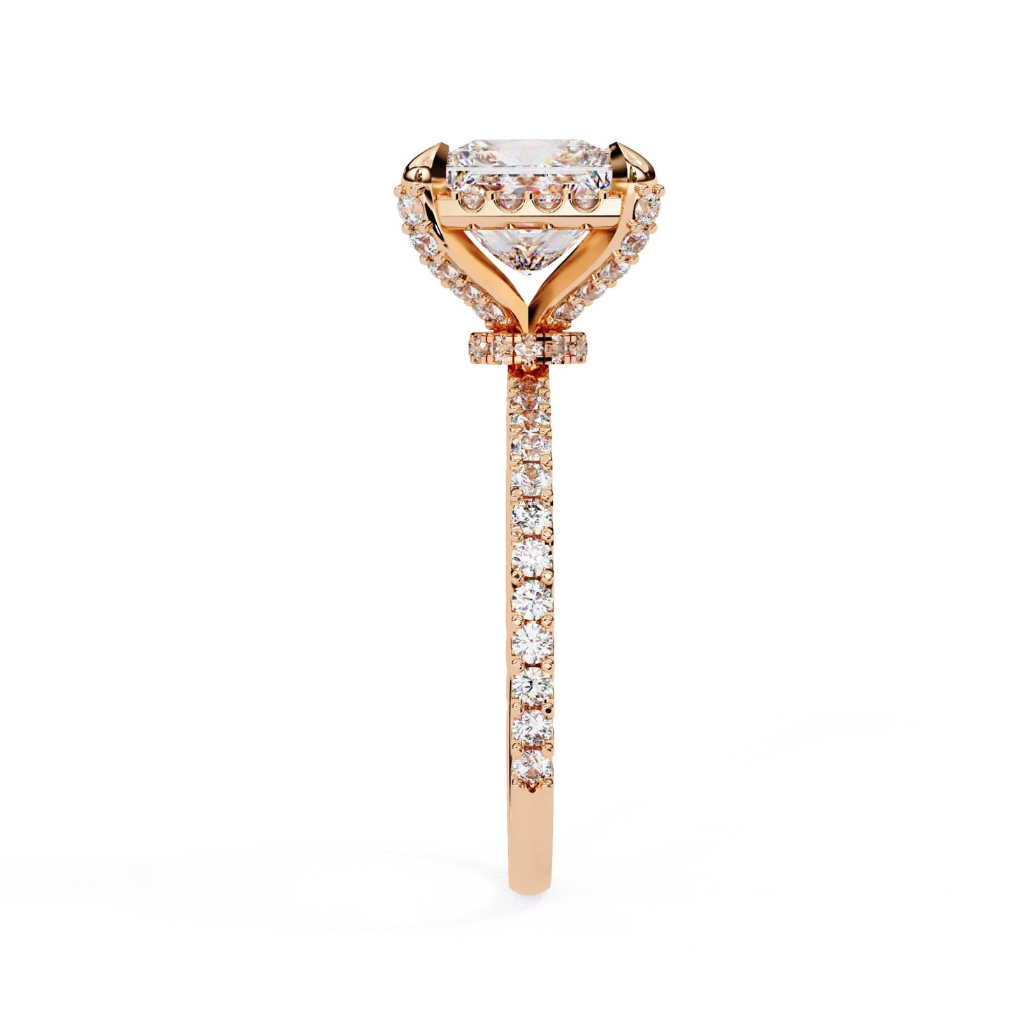Lab Grown Princess Cut Diamond Solitaire Accent Ring